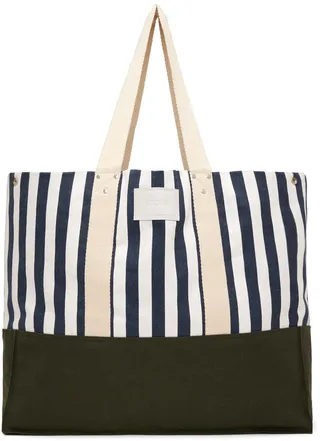 Erdem Khaki & Navy Striped Tote