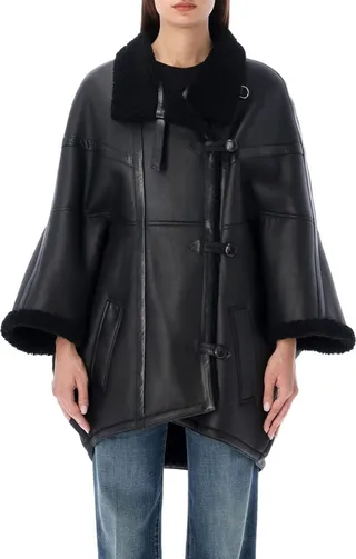 Saint Laurent Button Detailed Long-Sleeved Cape