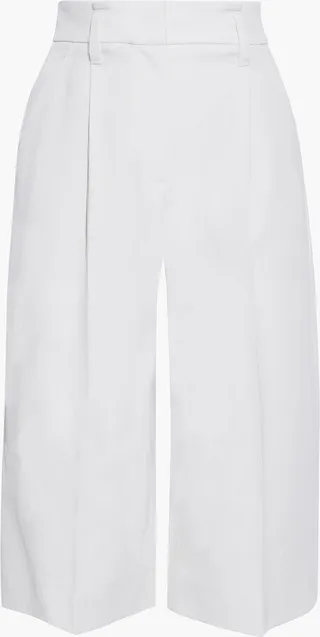 Cropped grain de poudre wool wide-leg pants