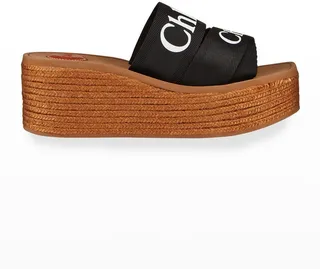 Woody Logo Canvas Wedge Espadrilles