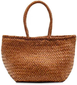 Grace Small woven leather basket bag