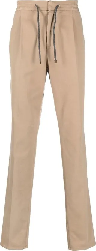 Elasticated-Waist Straight-Leg Trousers