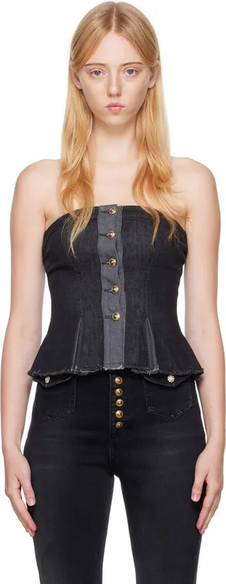 Versace Jeans Couture Black Buttoned Camisole