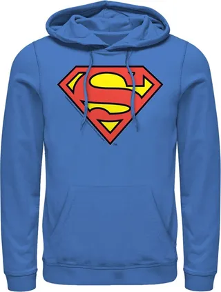 Men's Superman Logo Classic Pull Over Hoodie - Royal Blue - Small