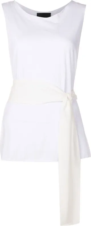 Tie-Belt Sleeveless Tunic Top