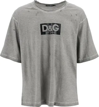 Washed Cotton T-shirt With Destroyed Detailing