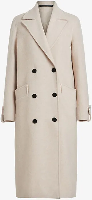 Womens Off White Millie Double-breasted Recycled Wool-blend Coat