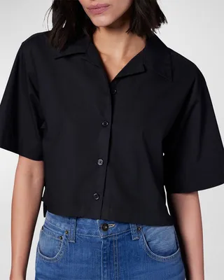 Salma Cropped Button-Down Poplin Shirt