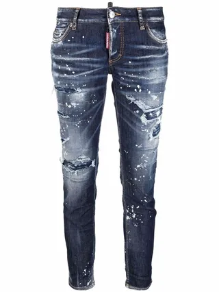 Distressed Straight-Leg Jeans