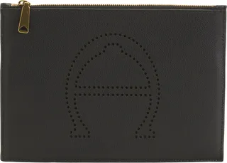 Stella Leather Boxed Large Multi Zip Pouch With Perforated Logo