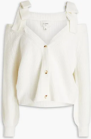 Loe cold-shoulder ribbed merino wool cardigan