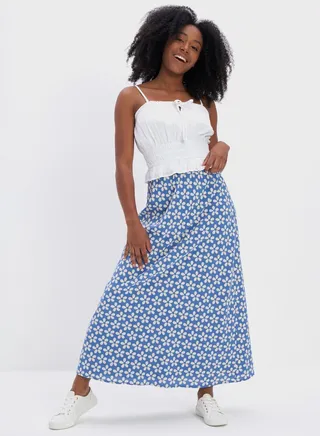 Floral Print Tiered High Waist Skirt