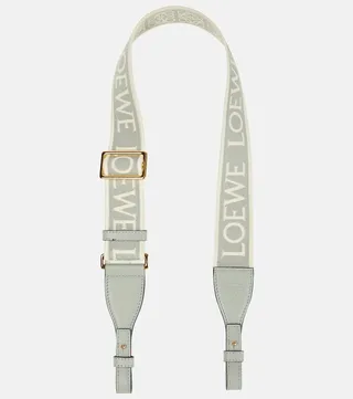 Anagram leather-trimmed bag strap