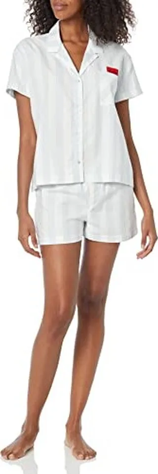 Hugo Boss womens Stripe Button Down Pajama Shorts Set