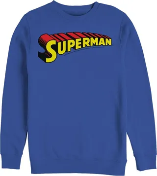 Men's Superman Classic Text Logo Sweatshirt - Royal Blue - Small