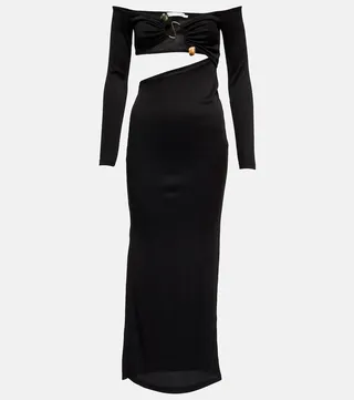 Ring-detail cutout midi dress