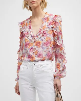 Abra Floral Ruffle Blouse