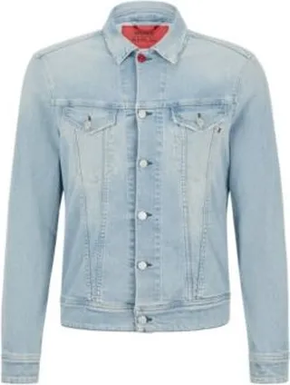 HUGO REPLAY regular-fit jacket in light-blue stretch denim