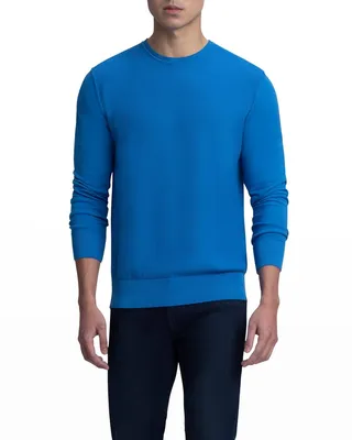 Men's Birdseye Cotton Crewneck Sweater