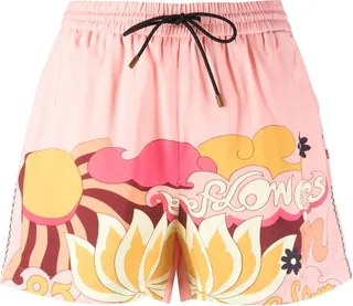 Graphic-Print Drawstring Shorts