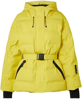 Sheena belted quilted hooded down ski jacket