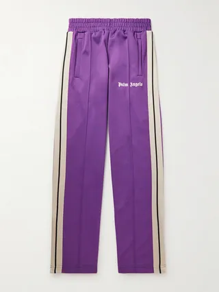 Striped Tech-Jersey Track Pants