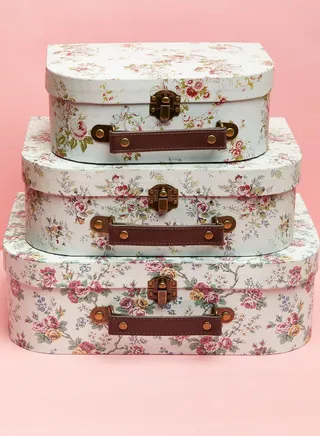 Set Of 3 Wild Rose Suitcases