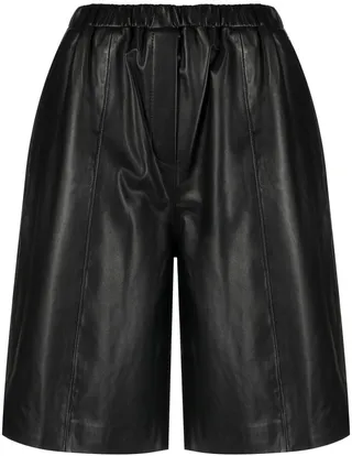 Elasticated Lambskin Longline Shorts