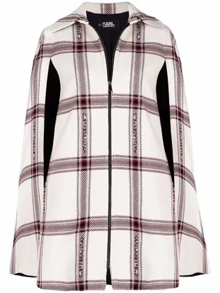 Checked Logo-Detail Cape