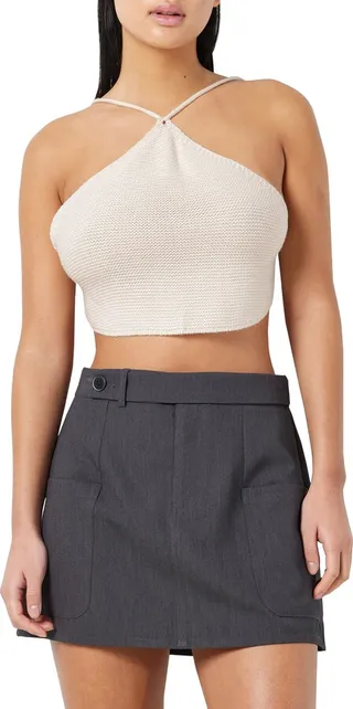 Diamond Halter Crop Sweater Tank