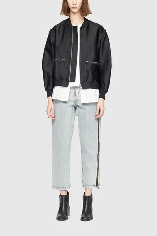 Layered Bomber Jacket in black