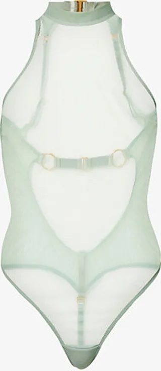 Womens Sage Kleio Semi-sheer Stretch-woven Body