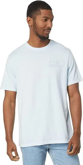 Vineyard Vines Garment Dyed Vintage Whale Short Sleeve Tee (Ice Water) Men's Clothing