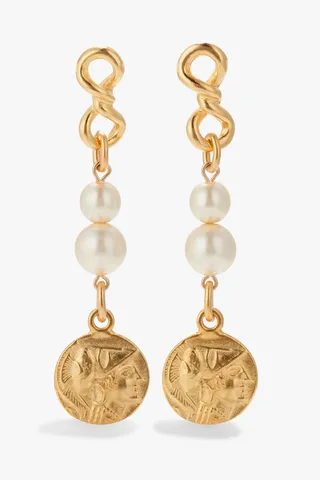 24-Karat Gold-Plated Faux Pearl Earrings