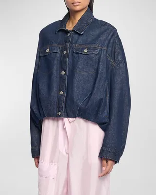 Vesto Gathered Denim Short Jacket