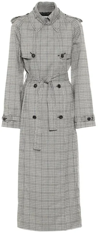 Lorna checked wool trench coat