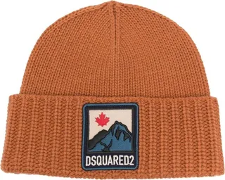Logo-Patch Ribbed Beanie