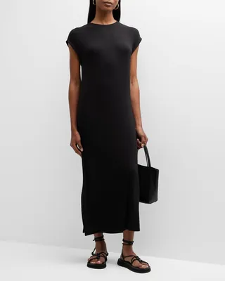 Dolman-Sleeve Crewneck Maxi Dress