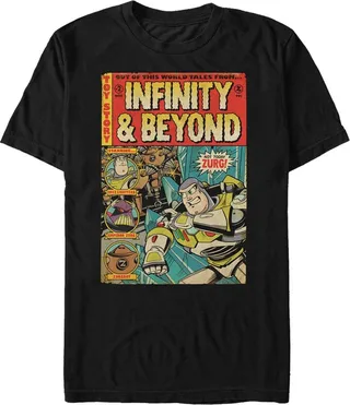 Men's Toy Story Buzz Lightyear Comic Cover T-Shirt - Black - Large Tall