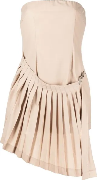 Mini Strapless Pleated Dress
