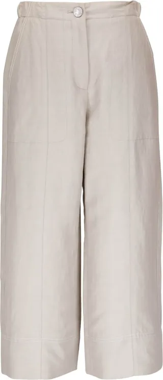 Wide-Leg Cropped Linen Trousers