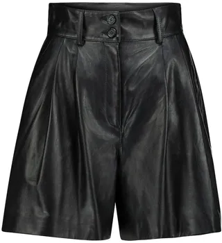 High-rise leather shorts