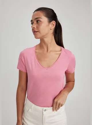 Short Sleeve Regular Fit V Neck Plain T-Shirt