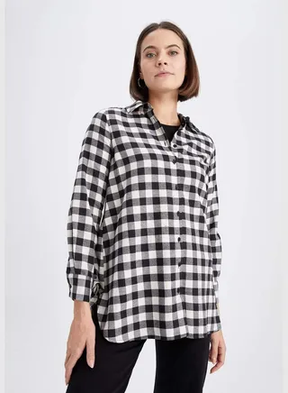 Woman Regular Fit Shirt Neck Woven Long Sleeve Tunic