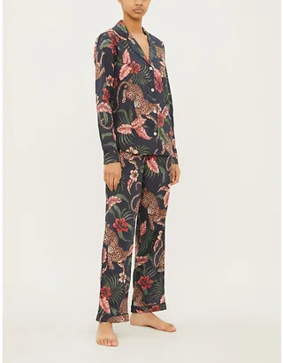 Womens Navy Soleia Cotton Pyjama set