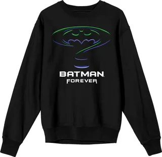 Batman Forever Movie Logo Men’s Black Long Sleeve Sweatshirt-XXL