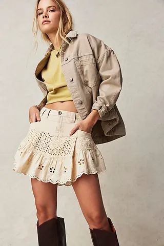 Violet Eyelet Mini Skirt by Free People