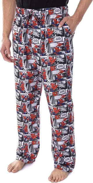 Marvel Men's Spiderman Comic Book Print Sleep Lounge Pajama Pants (2X-Large) Multicoloured