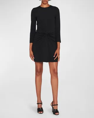 Ruched Bracelet-Sleeve Mini Dress