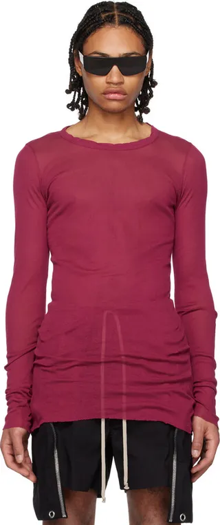 Rick Owens Pink Crewneck Long Sleeve T-Shirt